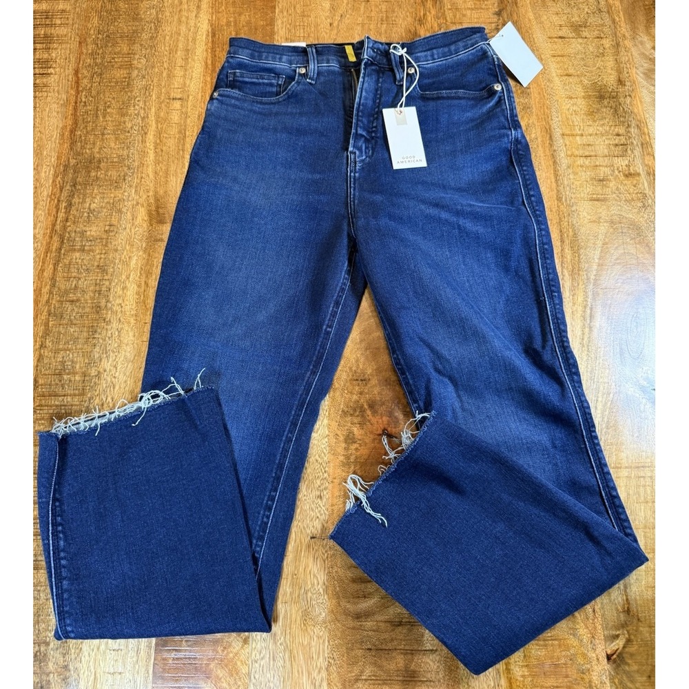 Good American Good Standard Kick Flare Jeans 6 28 NWT Defect Indigo $168